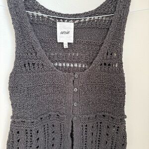 Aerie Charcoal Knit Button-Up Vest